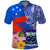 Personalised Samoa Coat Of Arms Polo Shirt Hibiscus Polynesian Tattoo Pattern LT03 Blue - Polynesian Pride