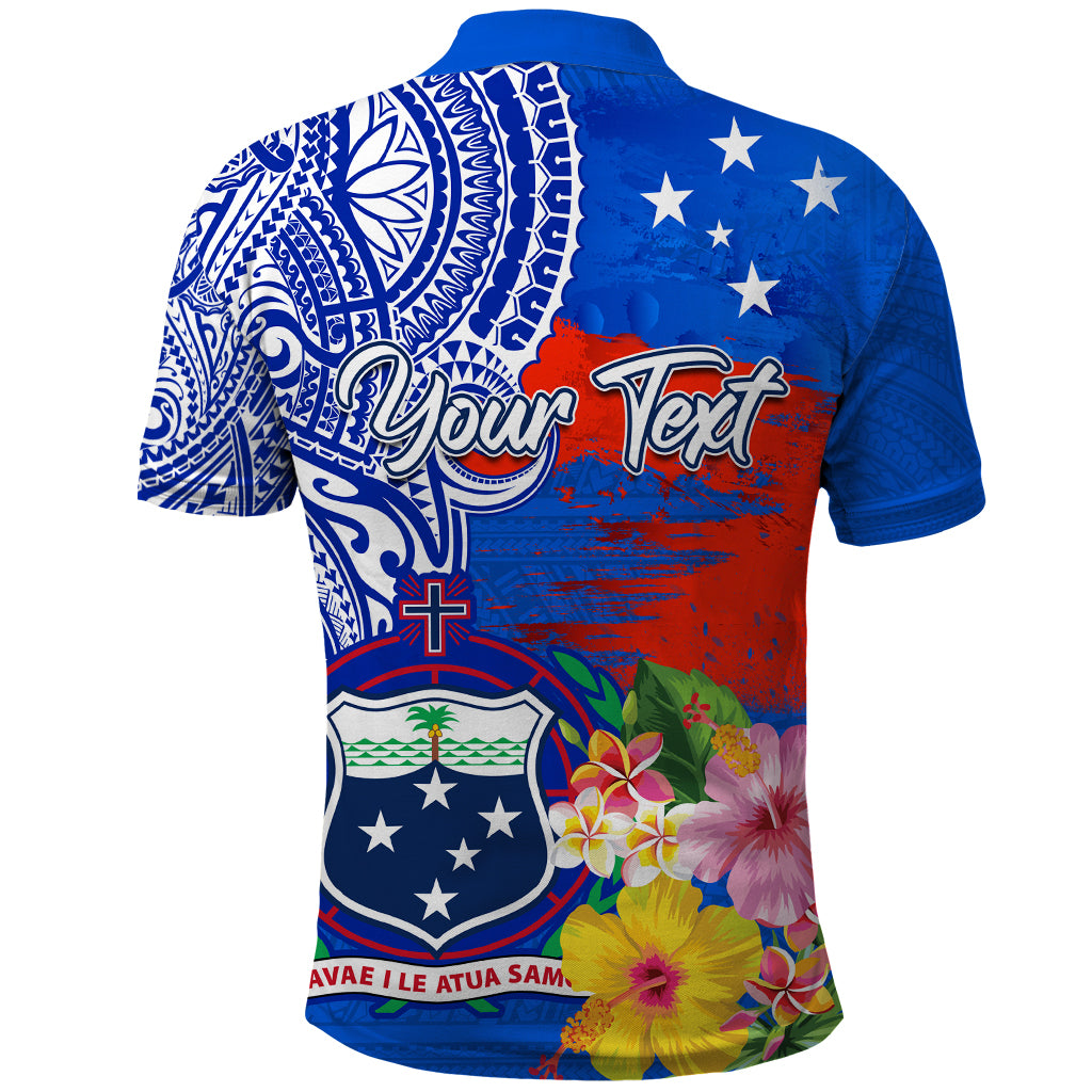 Personalised Samoa Coat Of Arms Polo Shirt Hibiscus Polynesian Tattoo Pattern LT03 - Polynesian Pride