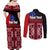 Samoa Flag Day Couples Matching Off Shoulder Maxi Dress and Long Sleeve Button Shirt Siapo Pattern and Ula Fala LT03 - Polynesian Pride