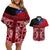 Samoa Flag Day Couples Matching Off Shoulder Short Dress and Hawaiian Shirt Siapo Pattern and Ula Fala LT03 Red - Polynesian Pride