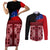 Samoa Flag Day Couples Matching Short Sleeve Bodycon Dress and Long Sleeve Button Shirt Siapo Pattern and Ula Fala LT03 Red - Polynesian Pride