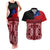 Samoa Flag Day Couples Matching Tank Maxi Dress and Hawaiian Shirt Siapo Pattern and Ula Fala LT03 Red - Polynesian Pride