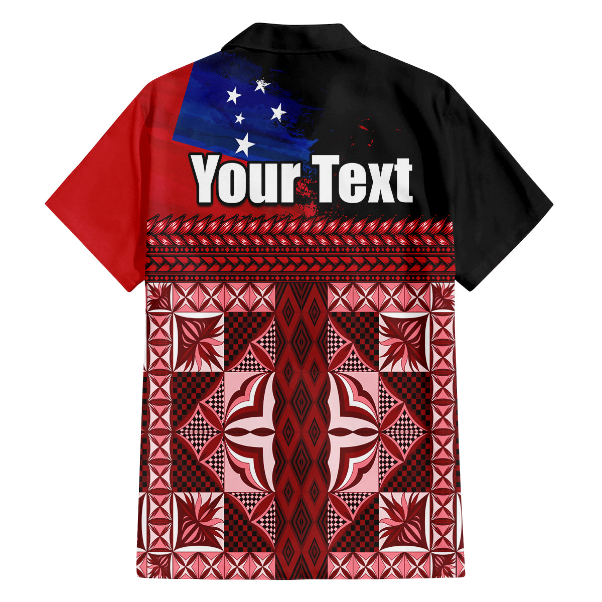 Samoa Flag Day Family Matching Off Shoulder Long Sleeve Dress and Hawaiian Shirt Siapo Pattern and Ula Fala LT03 - Polynesian Pride