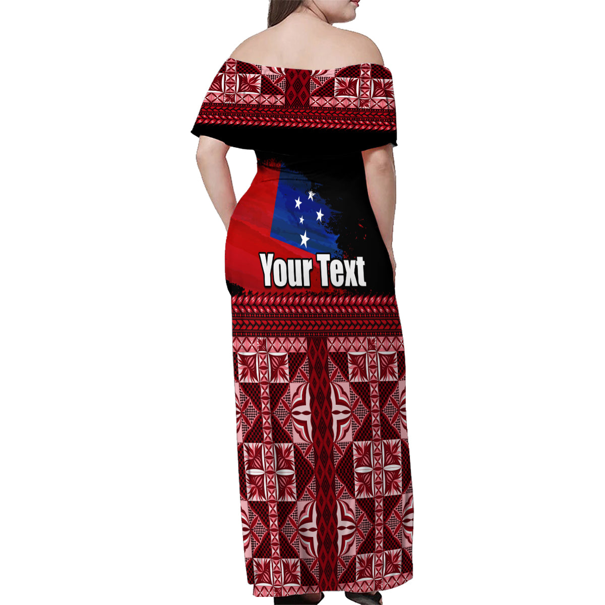 Samoa Flag Day Family Matching Off Shoulder Maxi Dress and Hawaiian Shirt Siapo Pattern and Ula Fala LT03 - Polynesian Pride