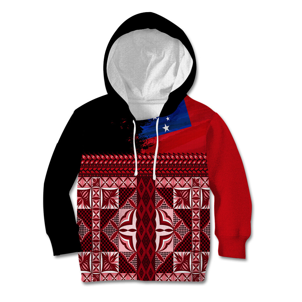 Samoa Flag Day Kid Hoodie Siapo Pattern and Ula Fala LT03 Hoodie Red - Polynesian Pride