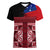 Samoa Flag Day Women V Neck T Shirt Siapo Pattern and Ula Fala LT03 Female Red - Polynesian Pride