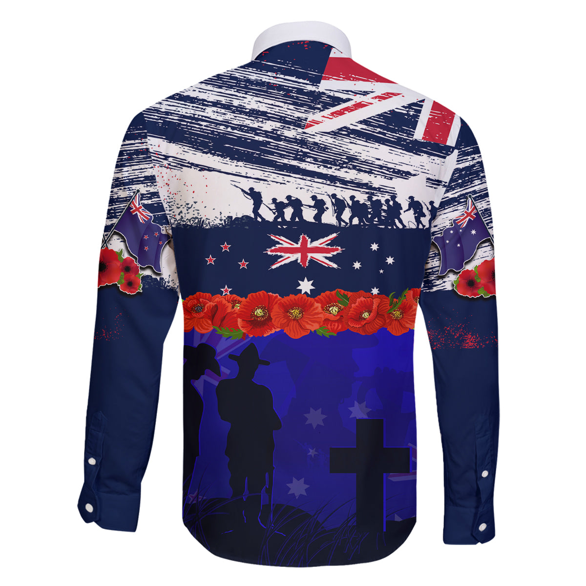 New Zealand and Australia ANZAC Day Family Matching Off Shoulder Maxi Dress and Hawaiian Shirt Lest We Forget Red Poppy Flowers and Soldier LT03 - Polynesian Pride