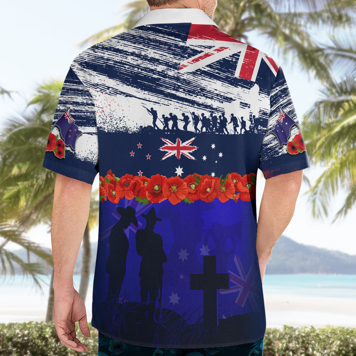 New Zealand and Australia ANZAC Day Hawaiian Shirt Lest We Forget Red Poppy Flowers and Soldier LT03 - Polynesian Pride