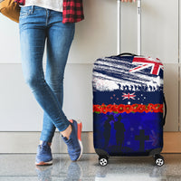 New Zealand and Australia ANZAC Day Luggage Cover Lest We Forget Red Poppy Flowers and Soldier LT03 - Polynesian Pride