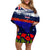 New Zealand and Australia ANZAC Day Off Shoulder Short Dress Lest We Forget Red Poppy Flowers and Soldier LT03 Women Blue - Polynesian Pride