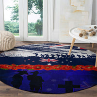 New Zealand and Australia ANZAC Day Round Carpet Lest We Forget Red Poppy Flowers and Soldier LT03 - Polynesian Pride