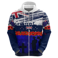 New Zealand and Australia ANZAC Day Zip Hoodie Lest We Forget Red Poppy Flowers and Soldier LT03 - Polynesian Pride