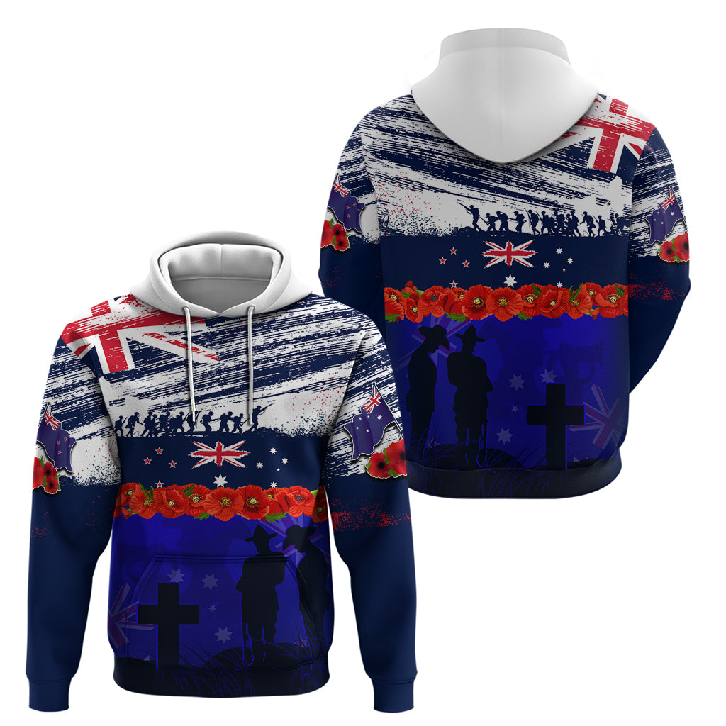 New Zealand and Australia ANZAC Day Zip Hoodie Lest We Forget Red Poppy Flowers and Soldier LT03 - Polynesian Pride