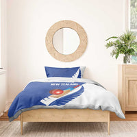 New Zealand Cricket Bedding Set Kiwi Birds Haka Dance Blue Fern Sporty Style