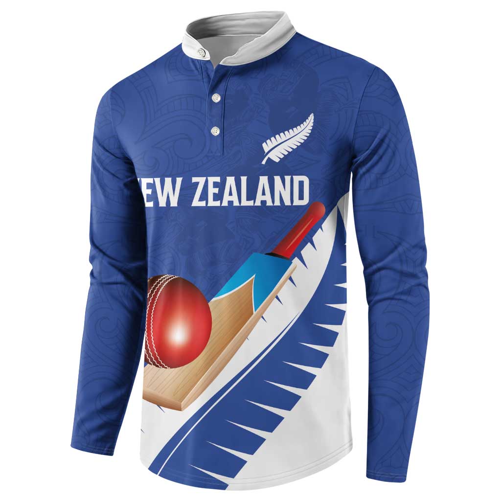 Custom New Zealand Cricket Button Sweatshirt Kiwi Birds Haka Dance Blue Fern Sporty Style LT03 - Polynesian Pride