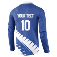 Custom New Zealand Cricket Button Sweatshirt Kiwi Birds Haka Dance Blue Fern Sporty Style LT03 - Polynesian Pride