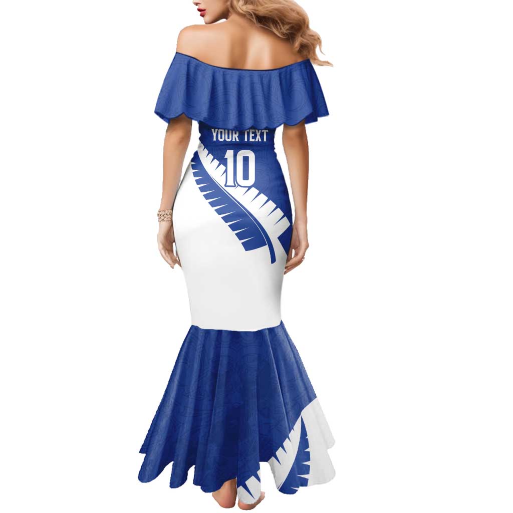 Custom New Zealand Cricket Family Matching Mermaid Dress and Hawaiian Shirt Kiwi Birds Haka Dance Blue Fern Sporty Style