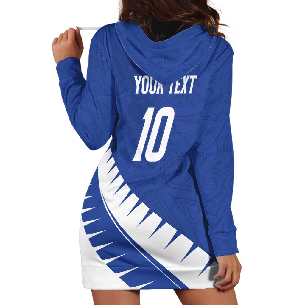 Custom New Zealand Cricket Hoodie Dress Kiwi Birds Haka Dance Blue Fern Sporty Style
