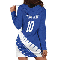 Custom New Zealand Cricket Hoodie Dress Kiwi Birds Haka Dance Blue Fern Sporty Style