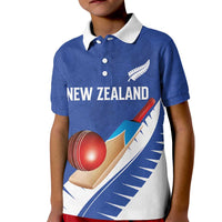 Custom New Zealand Cricket Kid Polo Shirt Kiwi Birds Haka Dance Blue Fern Sporty Style