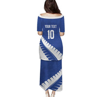 Custom New Zealand Cricket Puletasi Kiwi Birds Haka Dance Blue Fern Sporty Style
