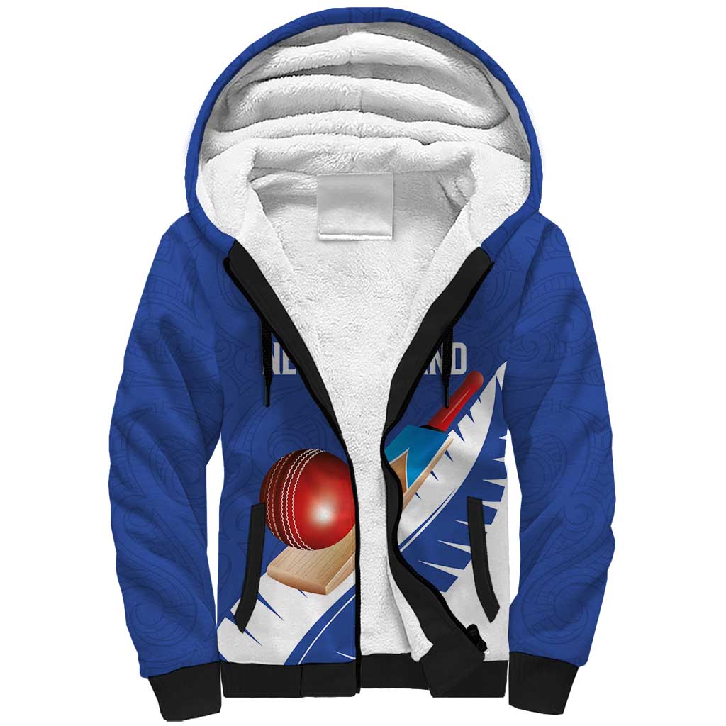 Custom New Zealand Cricket Sherpa Hoodie Kiwi Birds Haka Dance Blue Fern Sporty Style LT03 Unisex Blue - Polynesian Pride