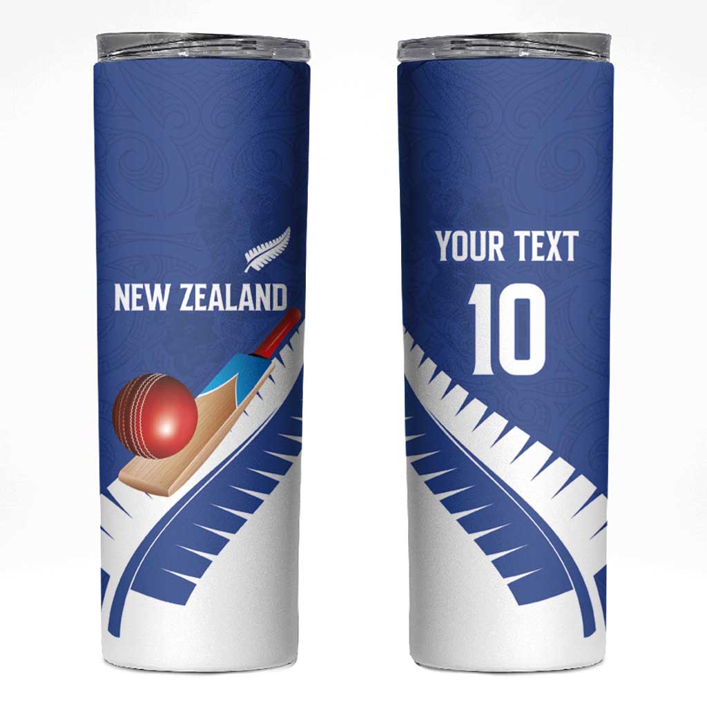 Custom New Zealand Cricket Skinny Tumbler Kiwi Birds Haka Dance Blue Fern Sporty Style LT03 Blue - Polynesian Pride