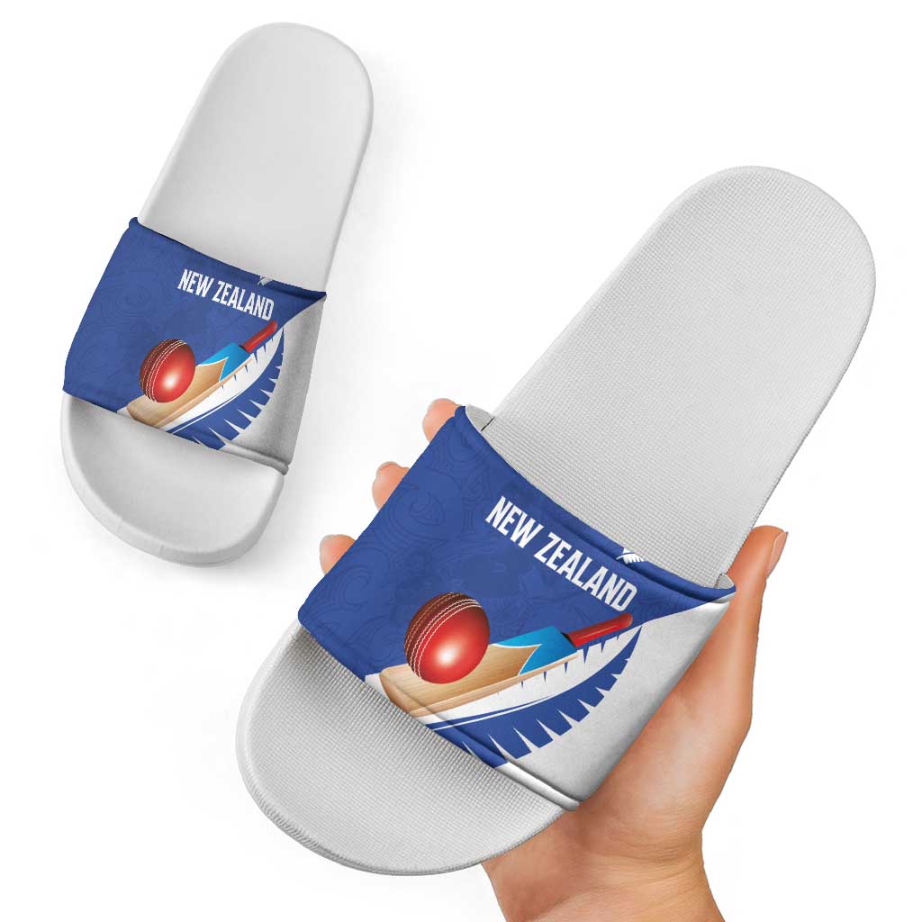 New Zealand Cricket Slide Sandals Kiwi Birds Haka Dance Blue Fern Sporty Style