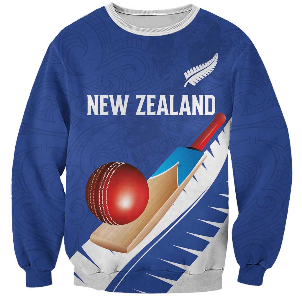 Custom New Zealand Cricket Sweatshirt Kiwi Birds Haka Dance Blue Fern Sporty Style LT03 Unisex Blue - Polynesian Pride