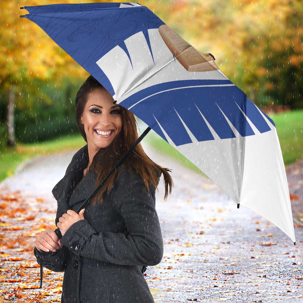 New Zealand Cricket Umbrella Kiwi Birds Haka Dance Blue Fern Sporty Style