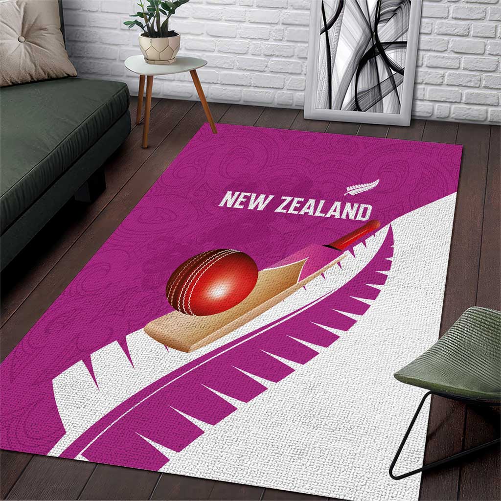 New Zealand Cricket Area Rug Kiwi Birds Haka Dance Pink Fern Sporty Style