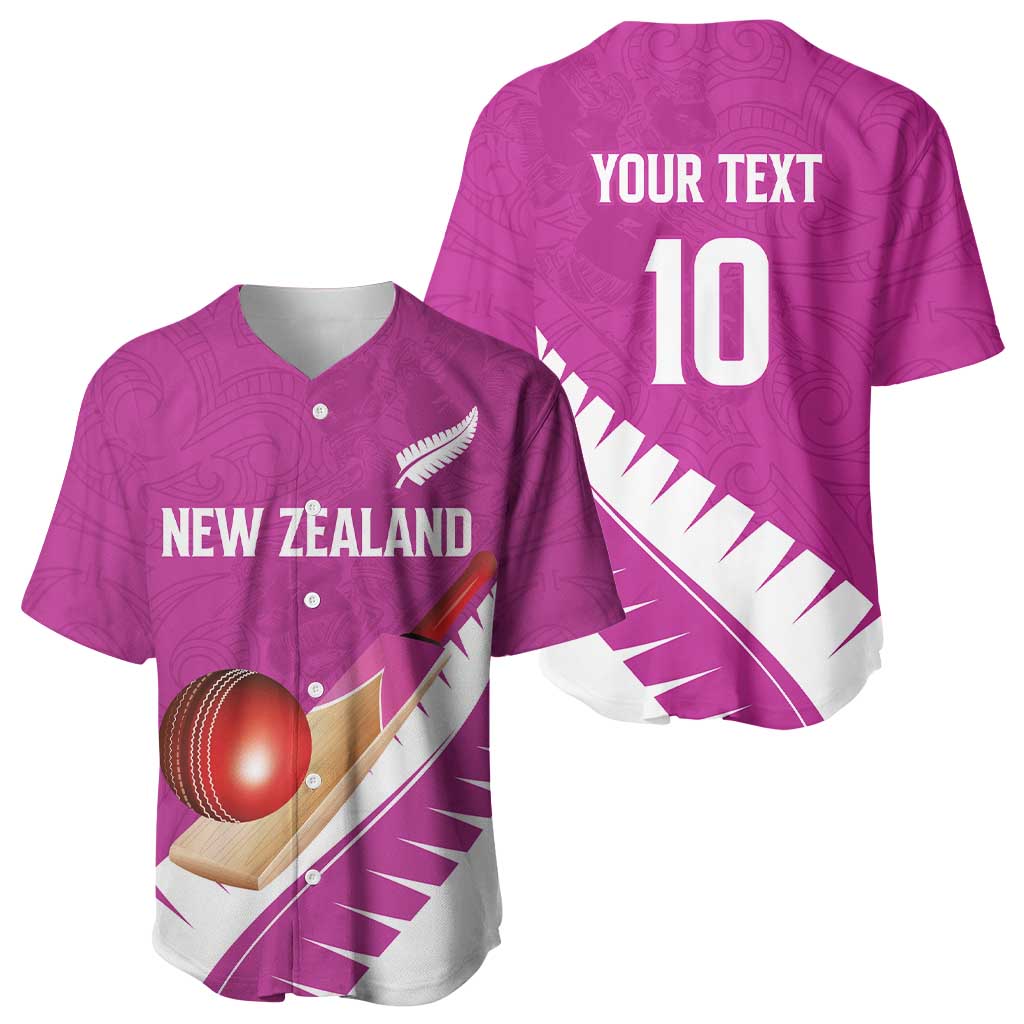 Custom New Zealand Cricket Baseball Jersey Kiwi Birds Haka Dance Pink Fern Sporty Style