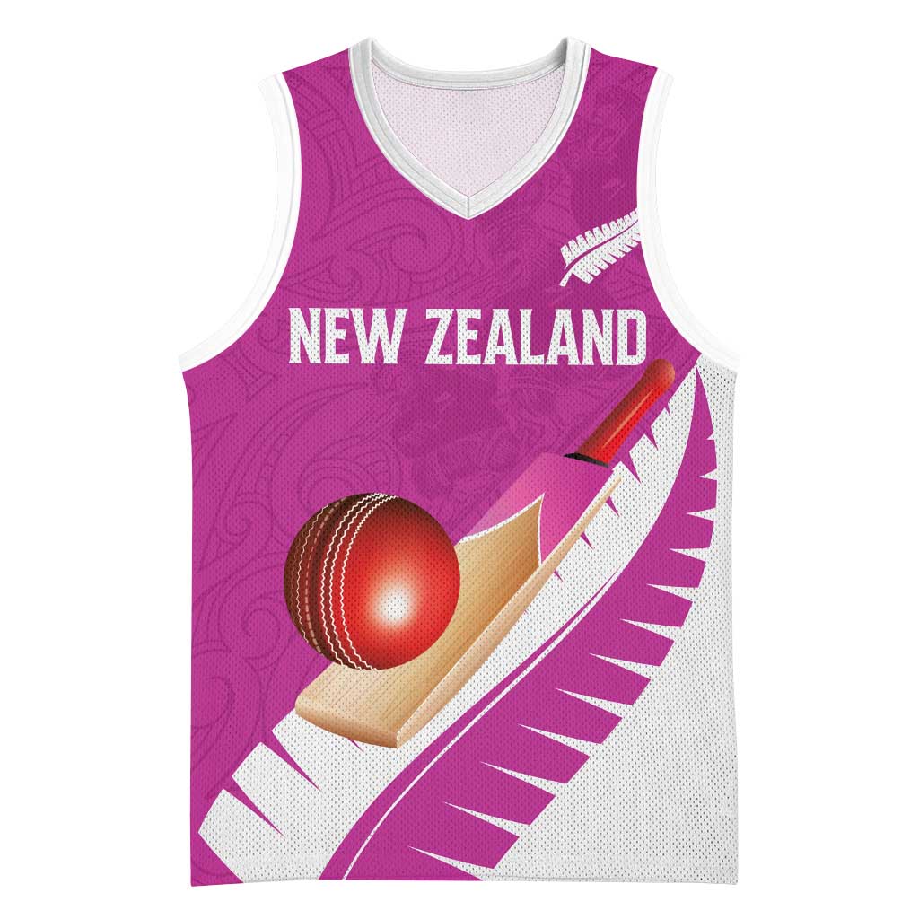 Custom New Zealand Cricket Basketball Jersey Kiwi Birds Haka Dance Pink Fern Sporty Style