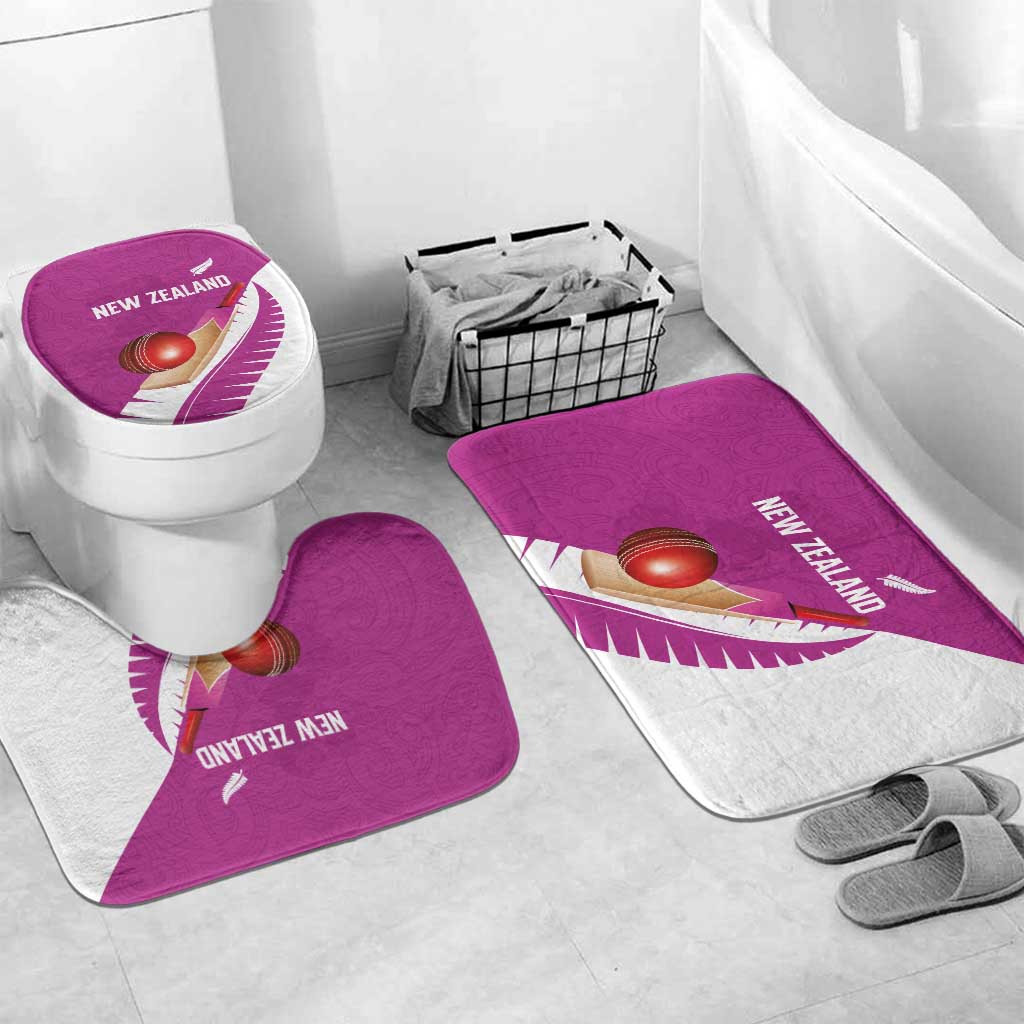 New Zealand Cricket Bathroom Set Kiwi Birds Haka Dance Pink Fern Sporty Style