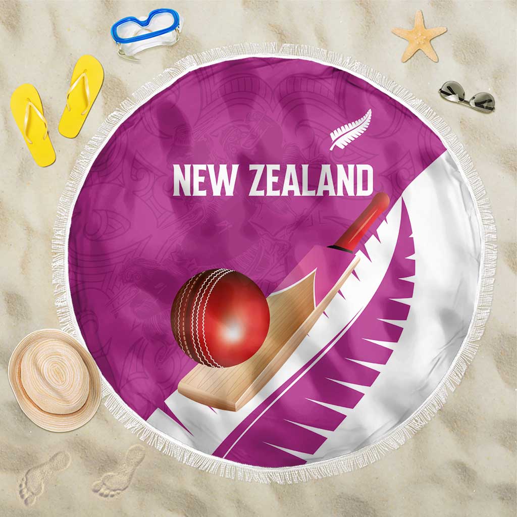 New Zealand Cricket Beach Blanket Kiwi Birds Haka Dance Pink Fern Sporty Style
