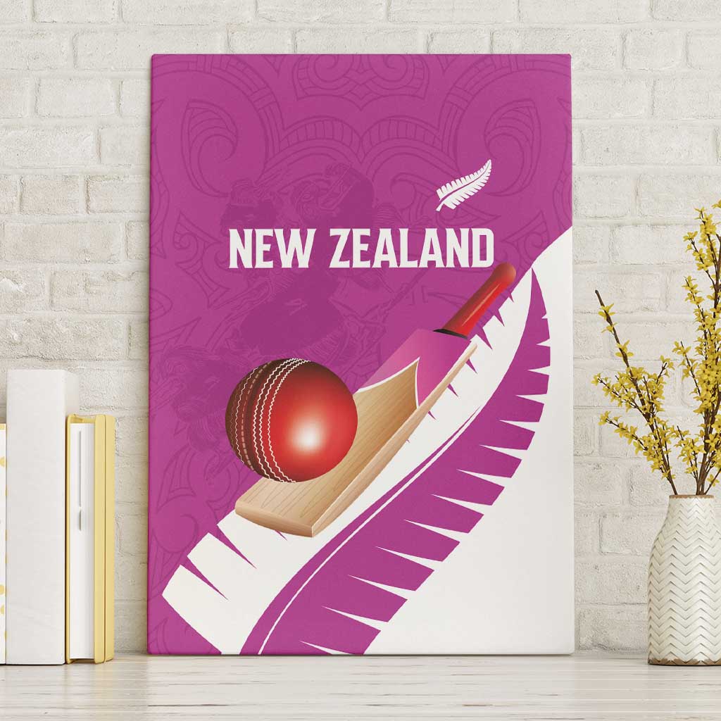 New Zealand Cricket Canvas Wall Art Kiwi Birds Haka Dance Pink Fern Sporty Style