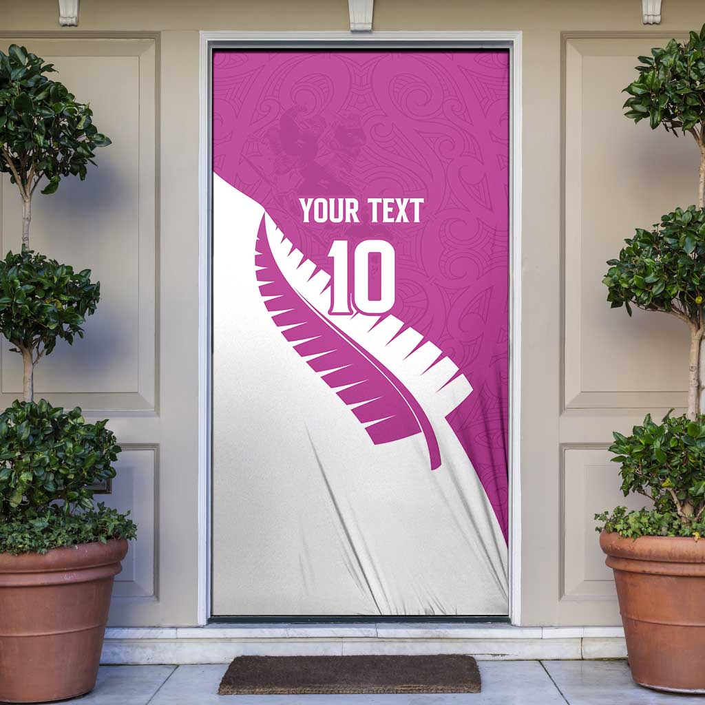 Custom New Zealand Cricket Door Cover Kiwi Birds Haka Dance Pink Fern Sporty Style