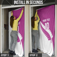 Custom New Zealand Cricket Door Cover Kiwi Birds Haka Dance Pink Fern Sporty Style