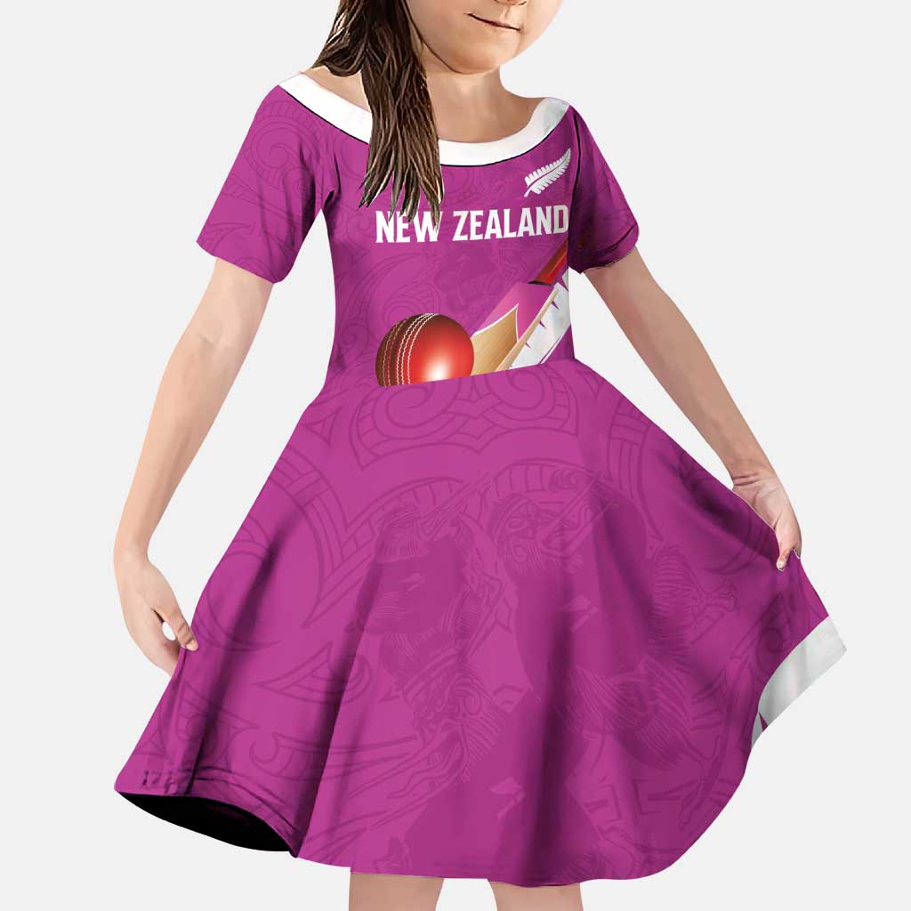 Custom New Zealand Cricket Family Matching Mermaid Dress and Hawaiian Shirt Kiwi Birds Haka Dance Pink Fern Sporty Style