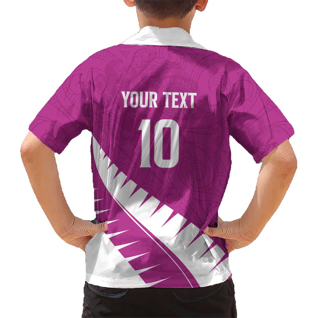 Custom New Zealand Cricket Family Matching Puletasi and Hawaiian Shirt Kiwi Birds Haka Dance Pink Fern Sporty Style