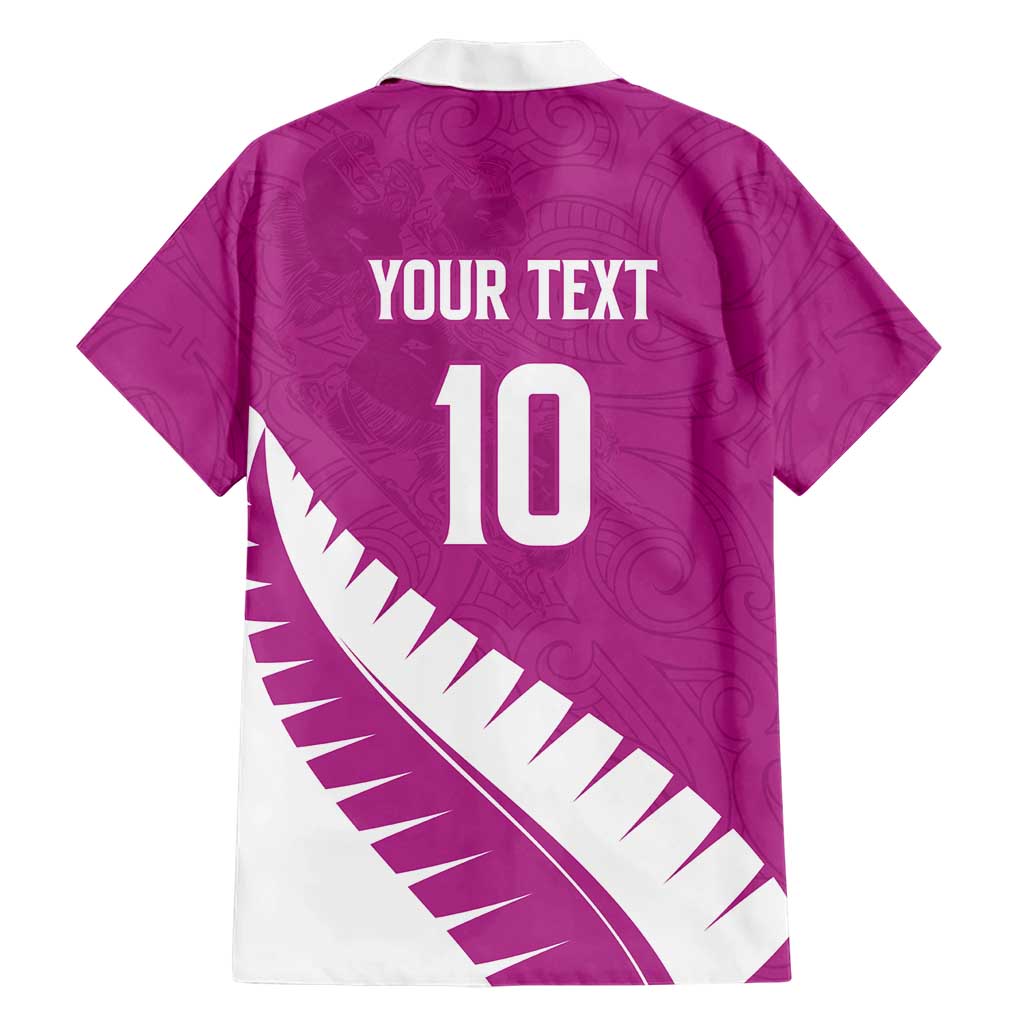Custom New Zealand Cricket Family Matching Puletasi and Hawaiian Shirt Kiwi Birds Haka Dance Pink Fern Sporty Style