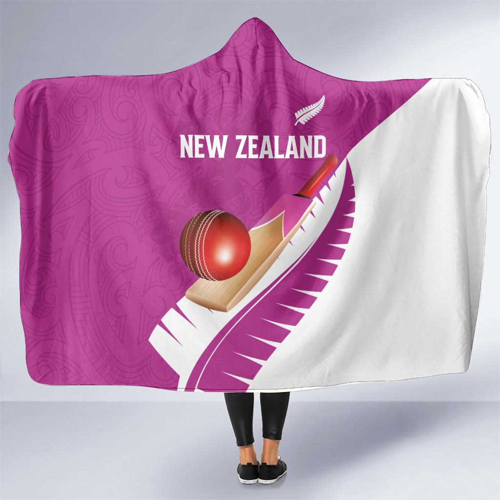 New Zealand Cricket Hooded Blanket Kiwi Birds Haka Dance Pink Fern Sporty Style