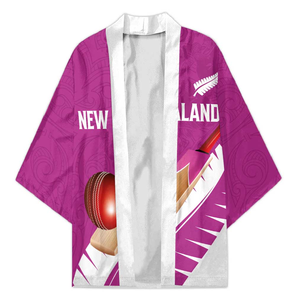Custom New Zealand Cricket Kimono Kiwi Birds Haka Dance Pink Fern Sporty Style