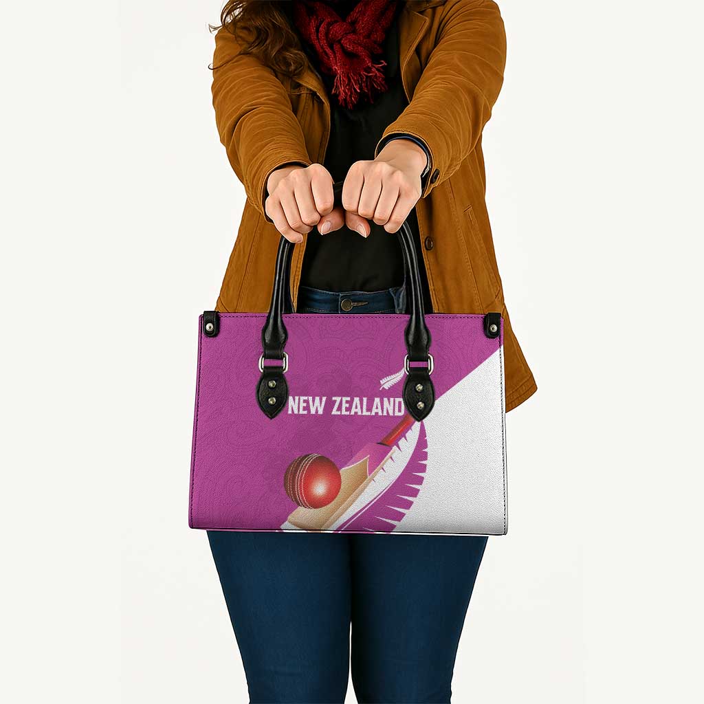 New Zealand Cricket Leather Bag Kiwi Birds Haka Dance Pink Fern Sporty Style