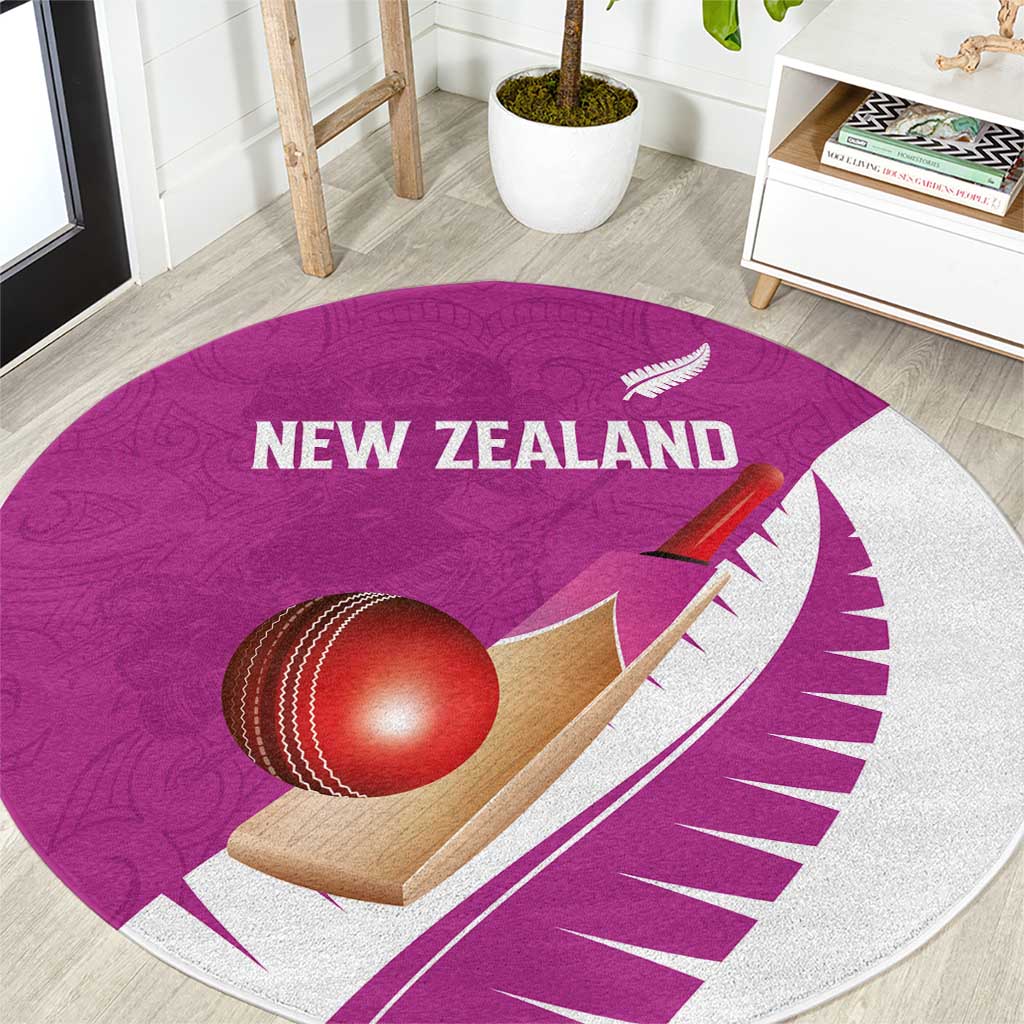 New Zealand Cricket Round Carpet Kiwi Birds Haka Dance Pink Fern Sporty Style