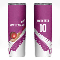 Custom New Zealand Cricket Skinny Tumbler Kiwi Birds Haka Dance Pink Fern Sporty Style