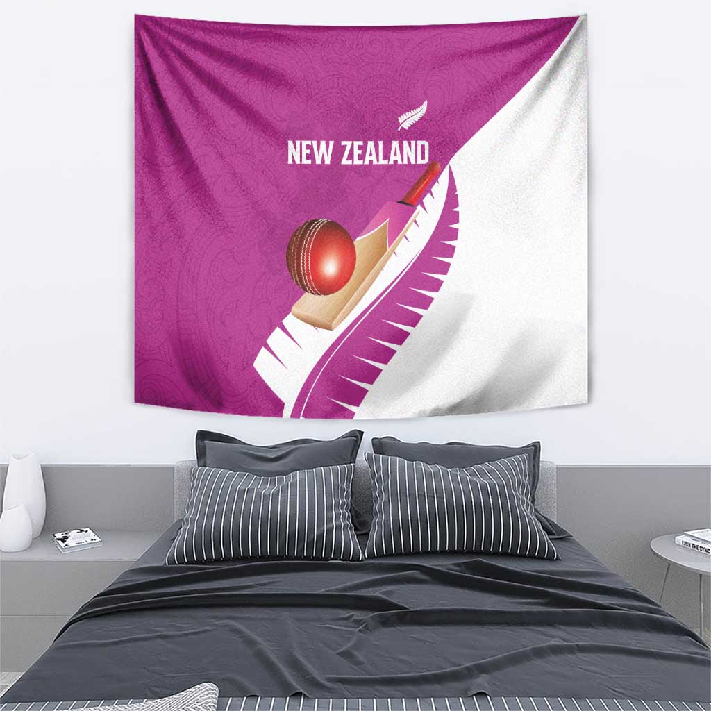 New Zealand Cricket Tapestry Kiwi Birds Haka Dance Pink Fern Sporty Style