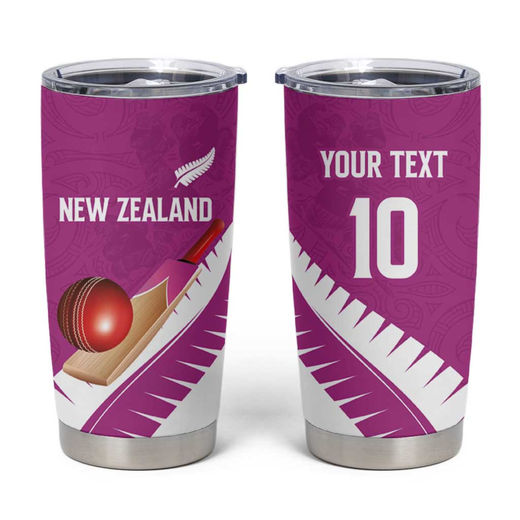 Custom New Zealand Cricket Tumbler Cup Kiwi Birds Haka Dance Pink Fern Sporty Style