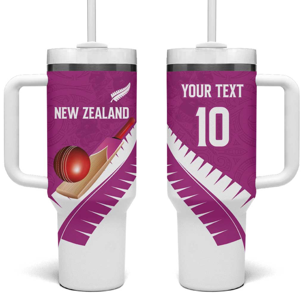 Custom New Zealand Cricket Tumbler With Handle Kiwi Birds Haka Dance Pink Fern Sporty Style