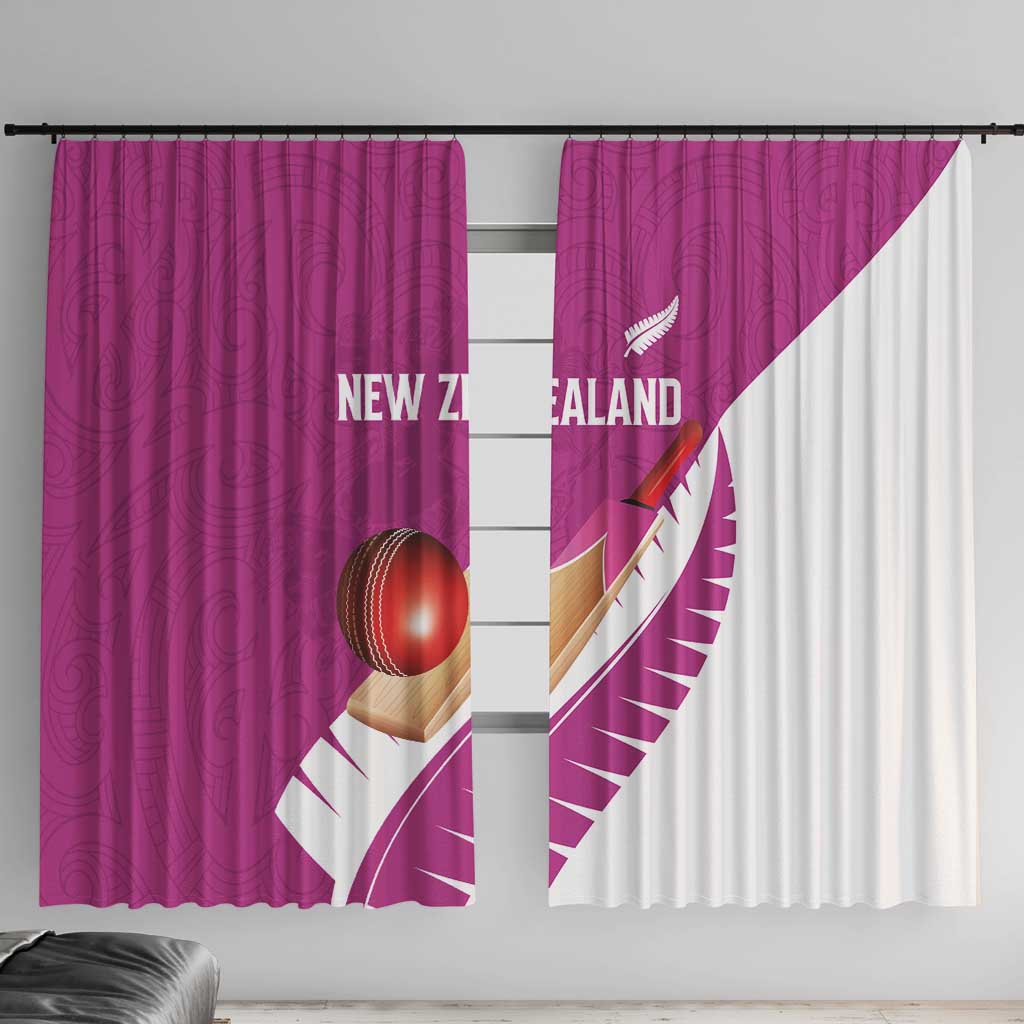 New Zealand Cricket Window Curtain Kiwi Birds Haka Dance Pink Fern Sporty Style